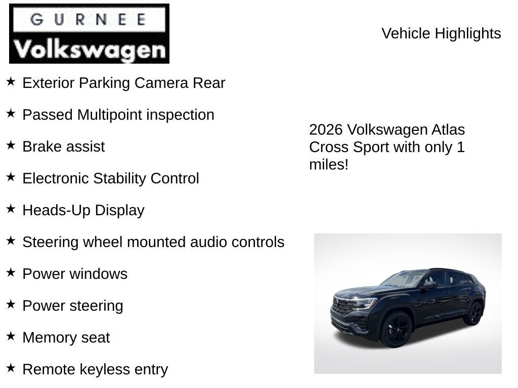 2026 Volkswagen Atlas Cross Sport 2.0T SEL R-Line Black