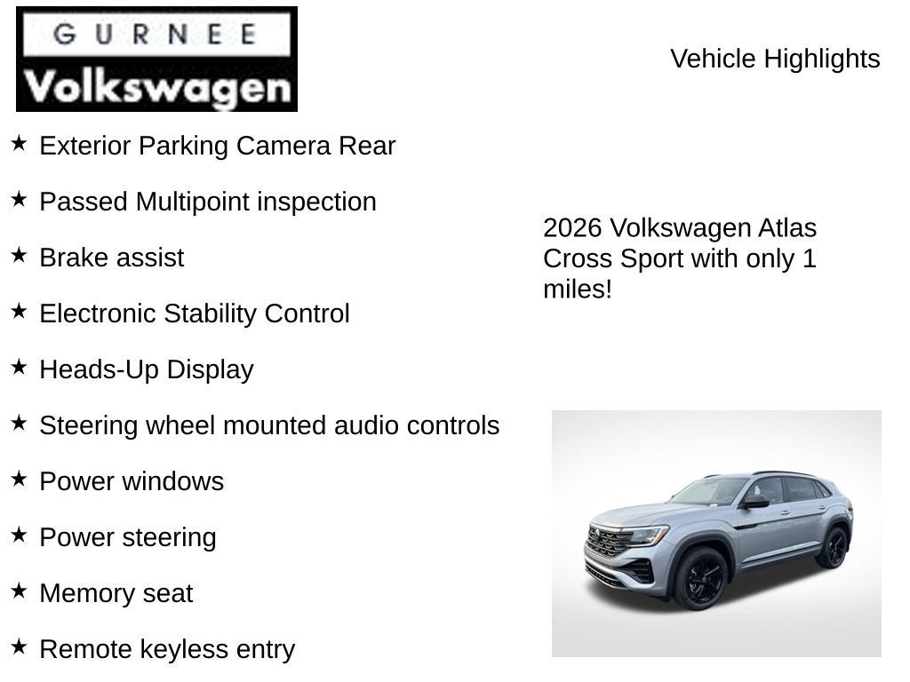 2026 Volkswagen Atlas Cross Sport 2.0T SEL R-Line Black