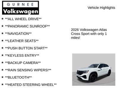 2026 Volkswagen Atlas Cross Sport 2.0T SEL R-Line Black