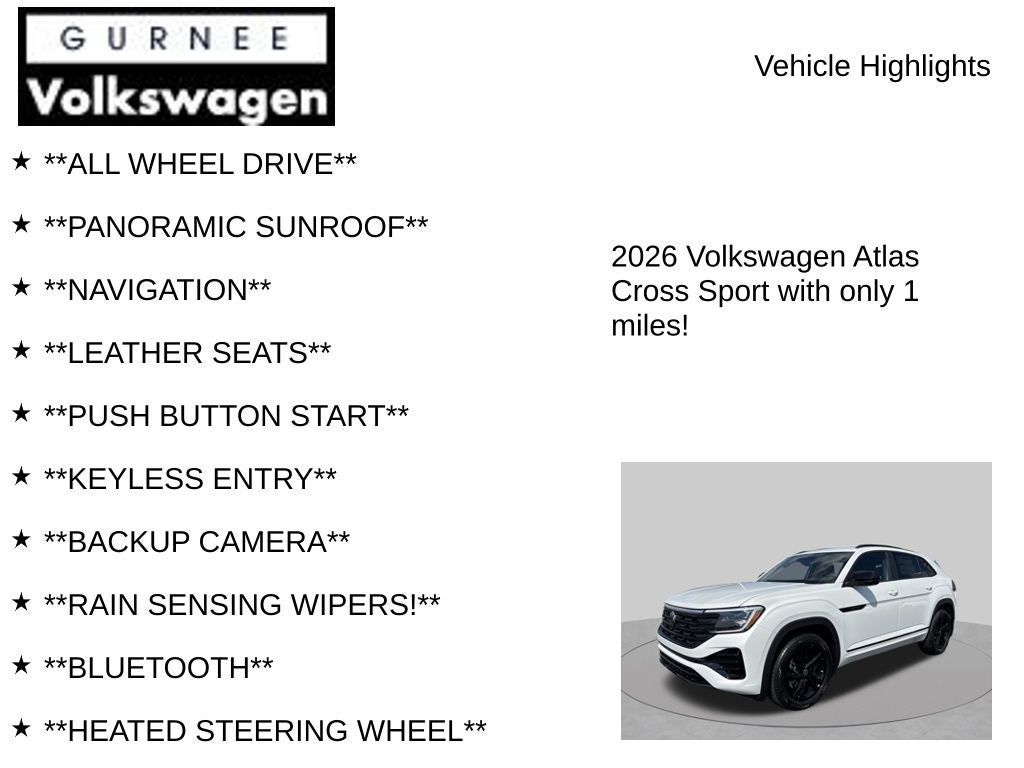 2026 Volkswagen Atlas Cross Sport 2.0T SEL R-Line Black