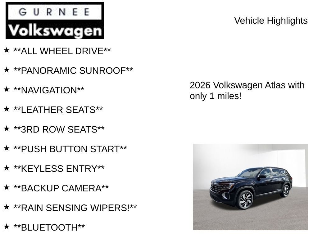 2026 Volkswagen Atlas 2.0T SEL
