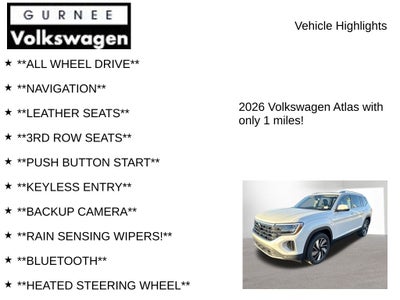 2026 Volkswagen Atlas 2.0T SEL