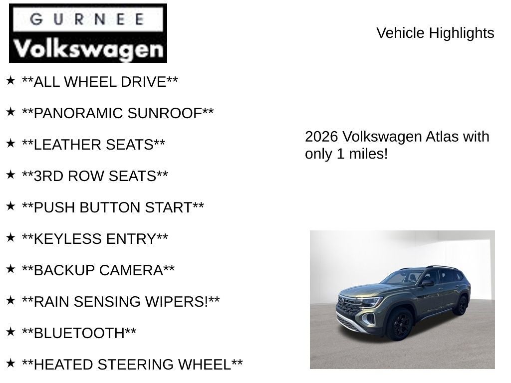 2026 Volkswagen Atlas 2.0T Peak Edition