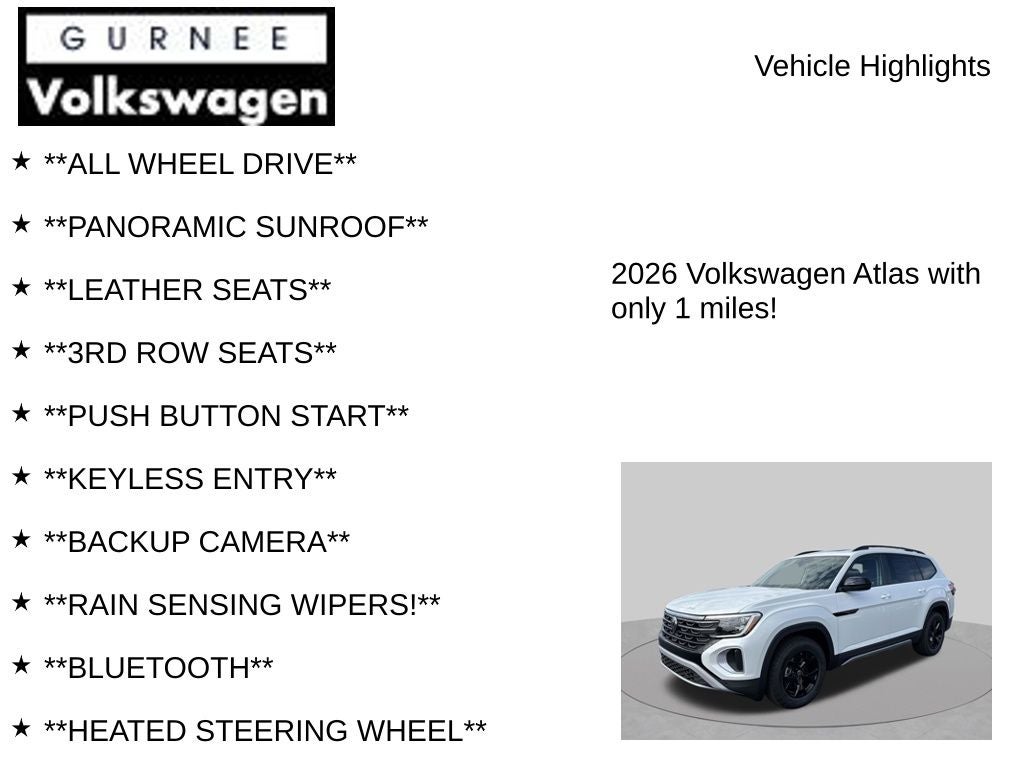 2026 Volkswagen Atlas 2.0T Peak Edition