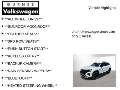2026 Volkswagen Atlas 2.0T Peak Edition