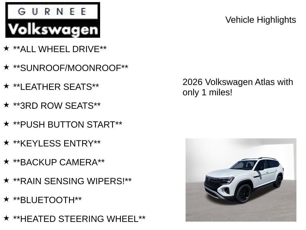 2026 Volkswagen Atlas 2.0T Peak Edition