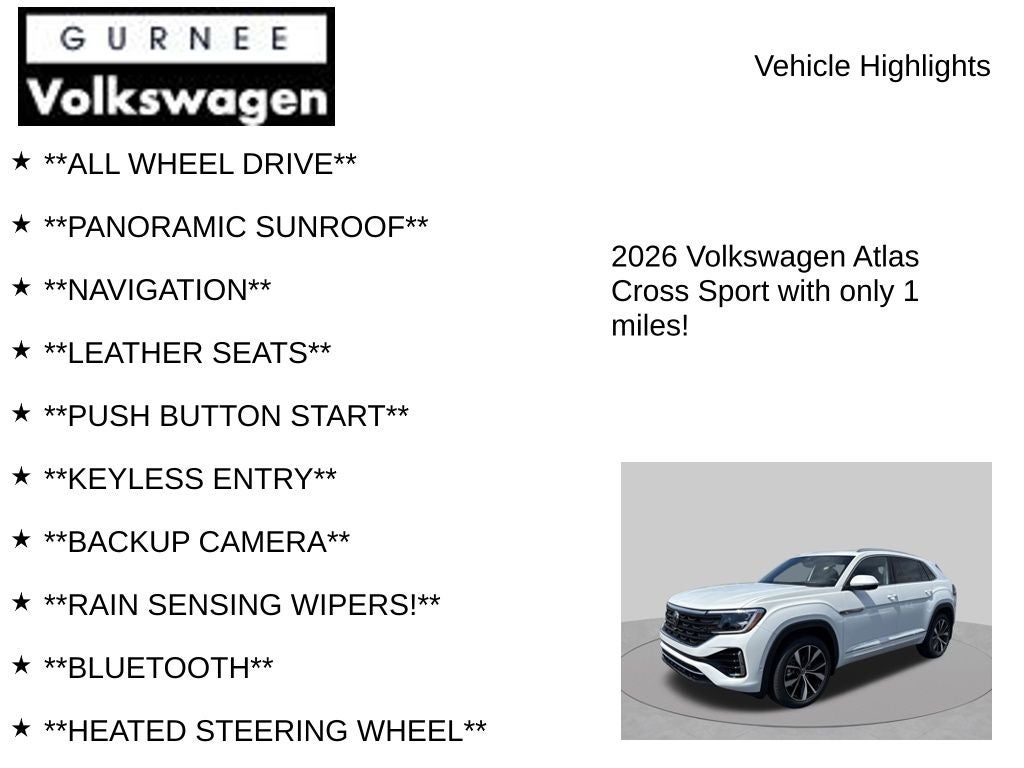 2026 Volkswagen Atlas Cross Sport 2.0T SEL Premium R-Line