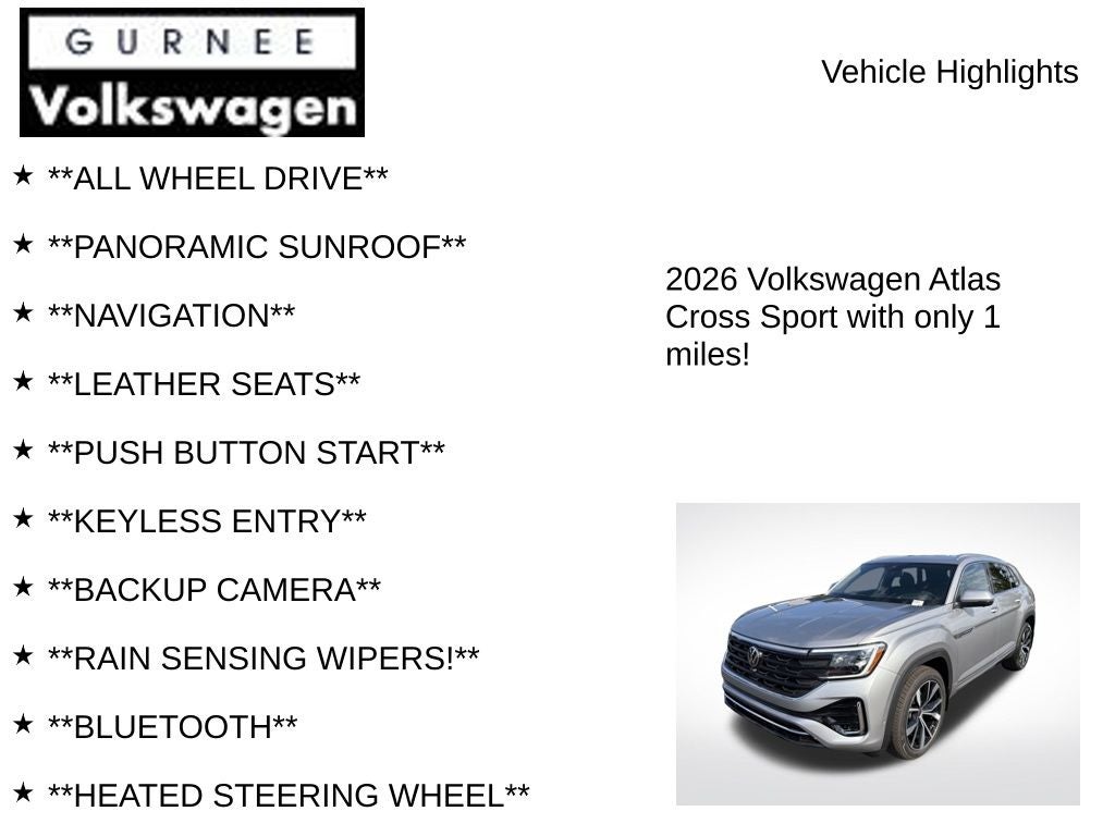 2026 Volkswagen Atlas Cross Sport 2.0T SEL Premium R-Line