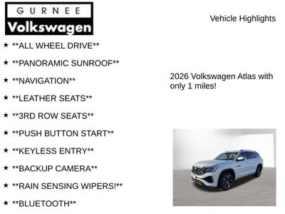 2026 Volkswagen Atlas 2.0T SEL Premium R-Line