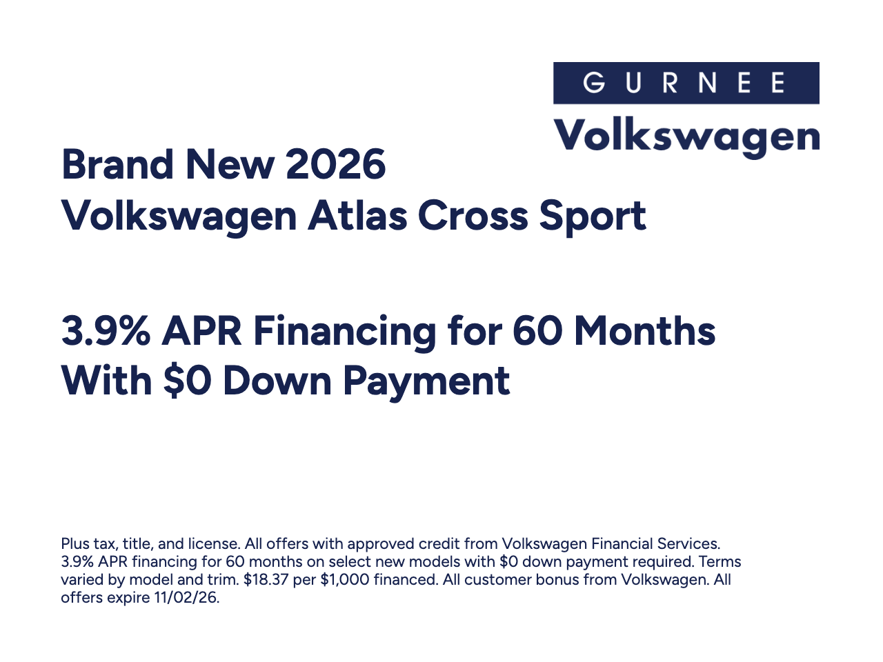 2026 Volkswagen Atlas Cross Sport 2.0T SE W/TECHNOLOGY