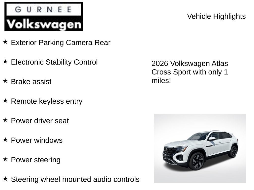 2026 Volkswagen Atlas Cross Sport 2.0T SE W/TECHNOLOGY