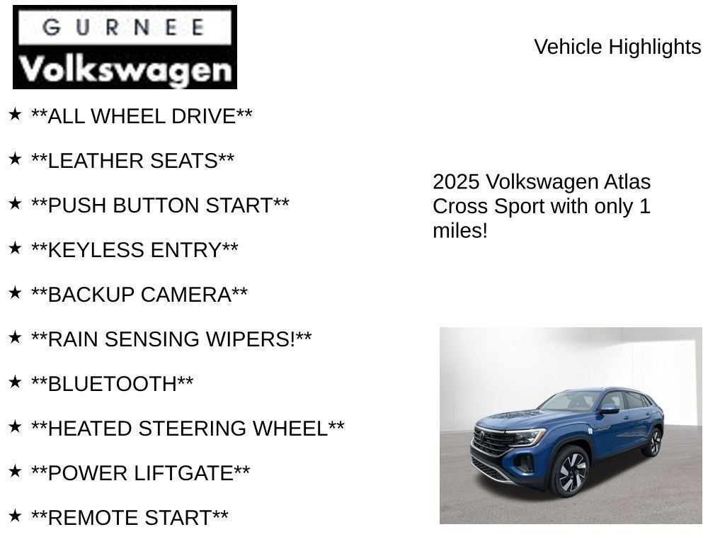 2025 Volkswagen Atlas Cross Sport 2.0T SE w/ Technology