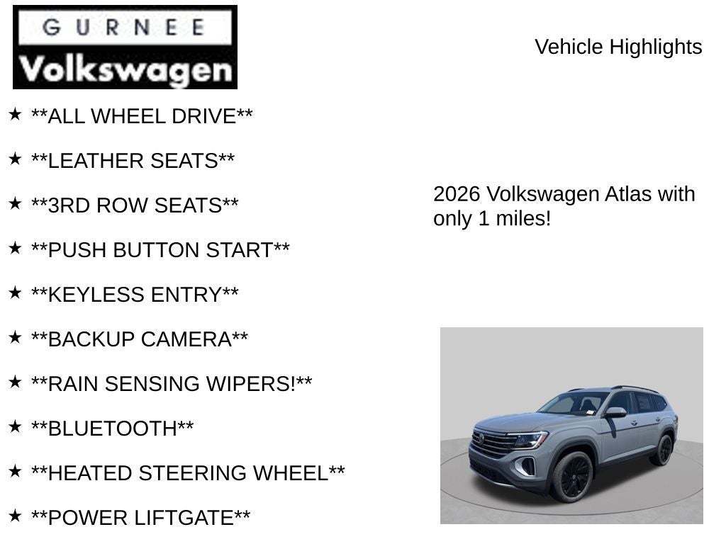 2026 Volkswagen Atlas 2.0T SE W/TECHNOLOGY
