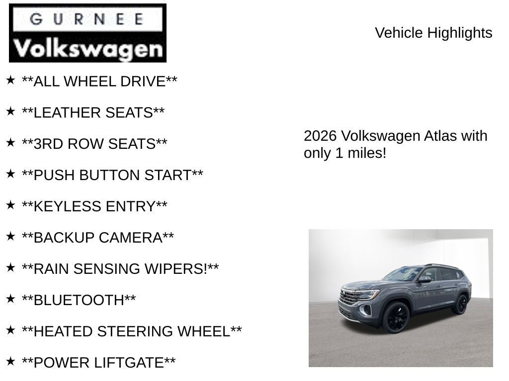 2026 Volkswagen Atlas 2.0T SE W/TECHNOLOGY
