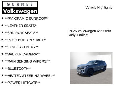 2026 Volkswagen Atlas 2.0T SE W/TECHNOLOGY