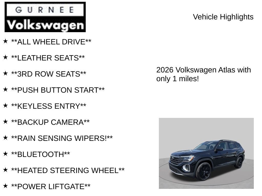 2026 Volkswagen Atlas 2.0T SE W/TECHNOLOGY