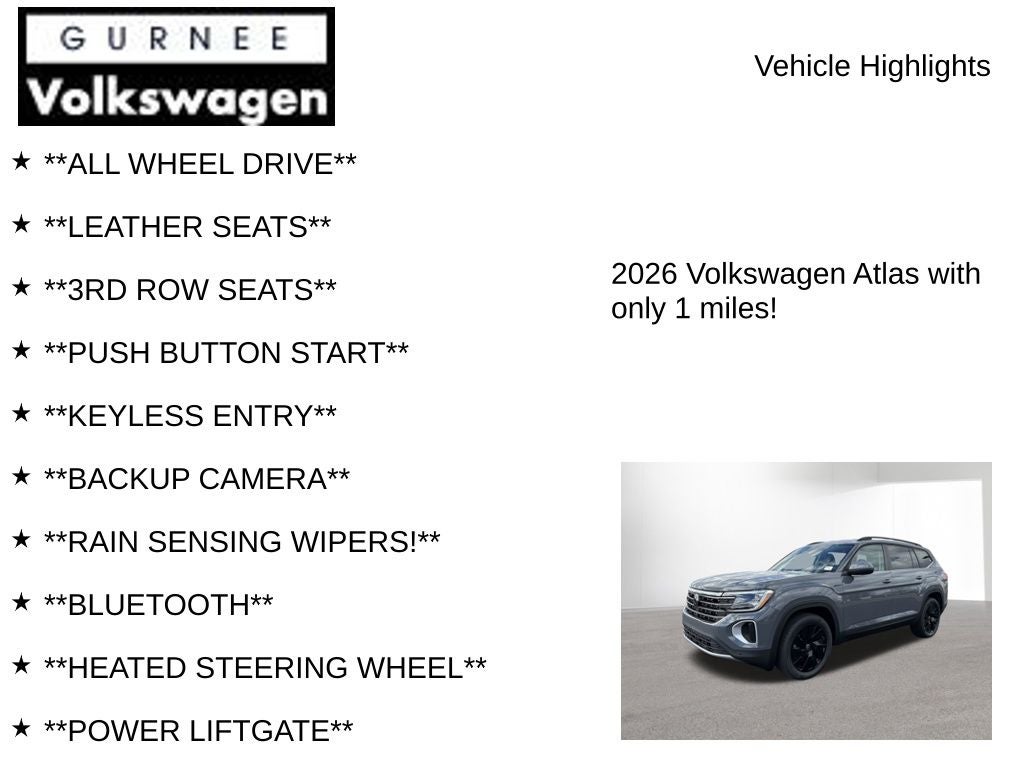 2026 Volkswagen Atlas 2.0T SE W/TECHNOLOGY