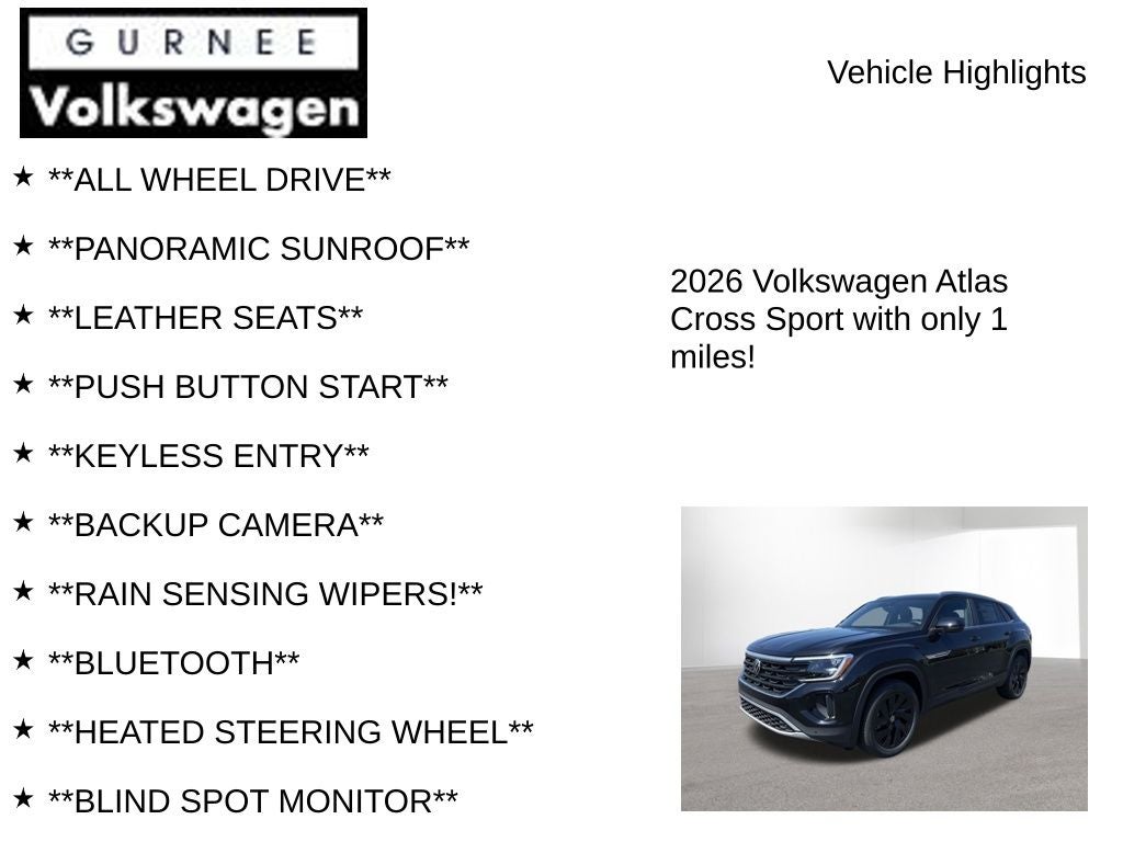 2026 Volkswagen Atlas Cross Sport 2.0T SE W/TECHNOLOGY