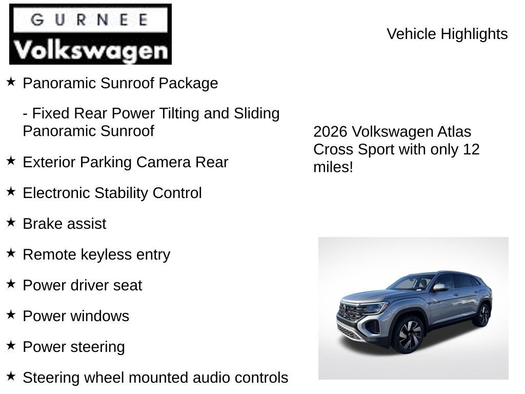 2026 Volkswagen Atlas Cross Sport 2.0T SE W/TECHNOLOGY