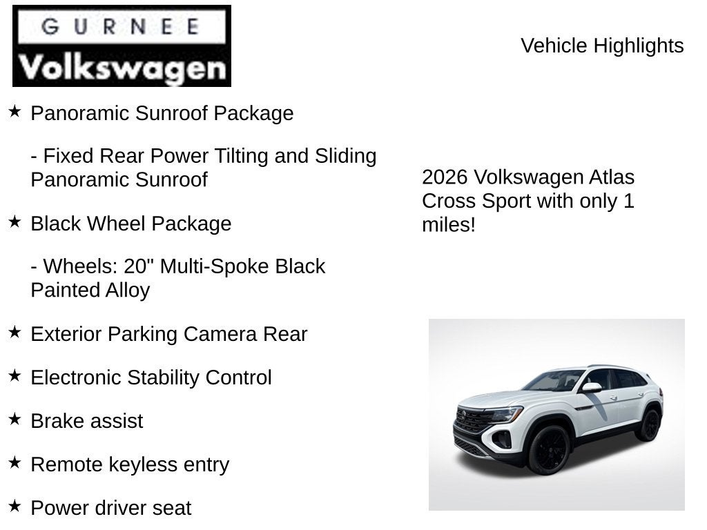 2026 Volkswagen Atlas Cross Sport 2.0T SE W/TECHNOLOGY