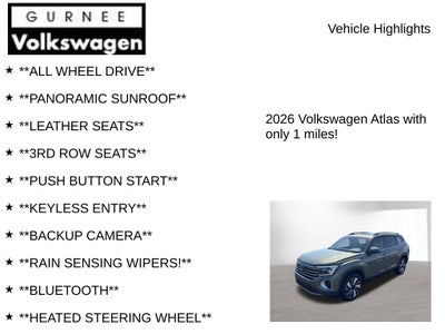2026 Volkswagen Atlas 2.0T SE W/TECHNOLOGY