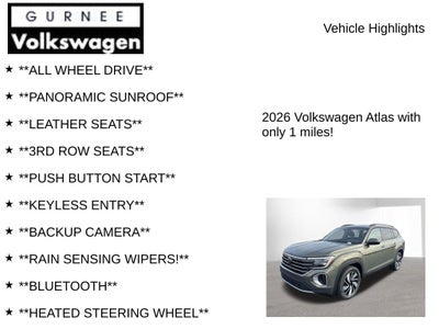 2026 Volkswagen Atlas 2.0T SE W/TECHNOLOGY