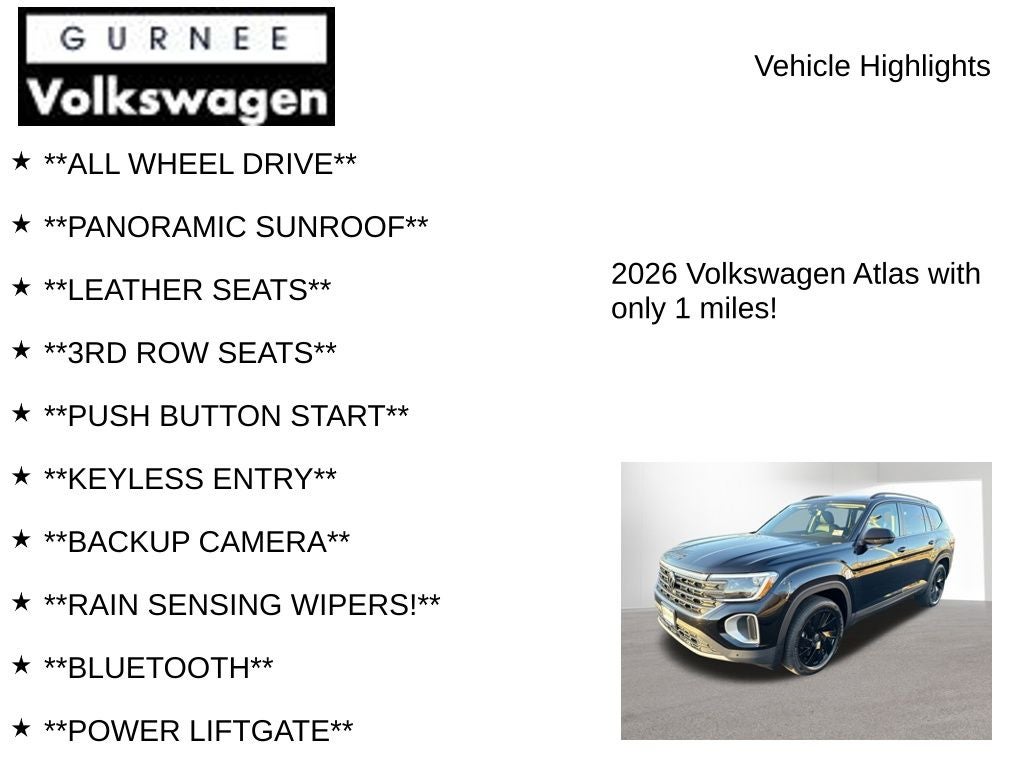 2026 Volkswagen Atlas 2.0T SE W/TECHNOLOGY