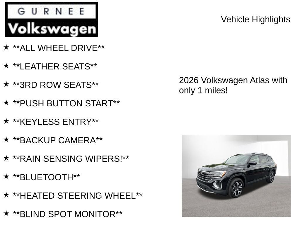 2026 Volkswagen Atlas 2.0T SE