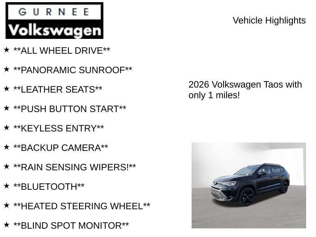 2026 Volkswagen Taos 1.5T SE Black