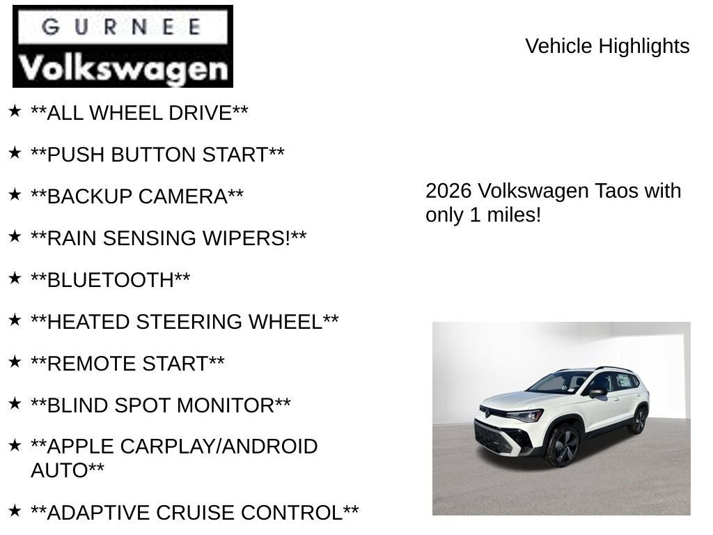 2026 Volkswagen Taos 1.5T S