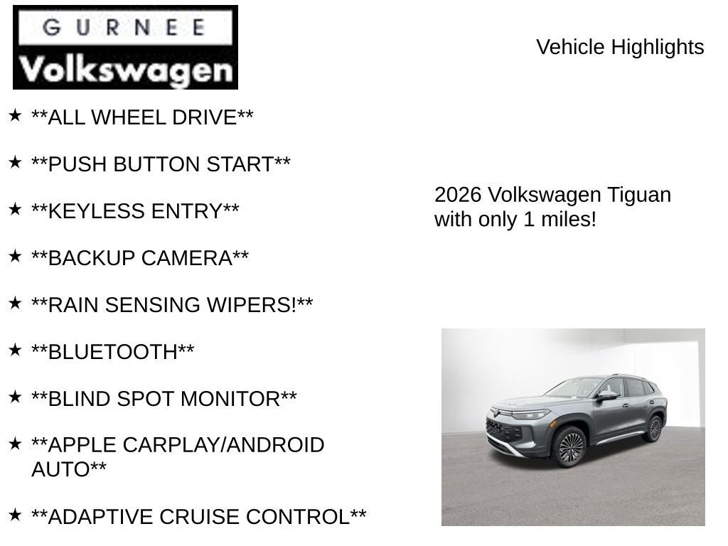 2026 Volkswagen Tiguan 2.0T S