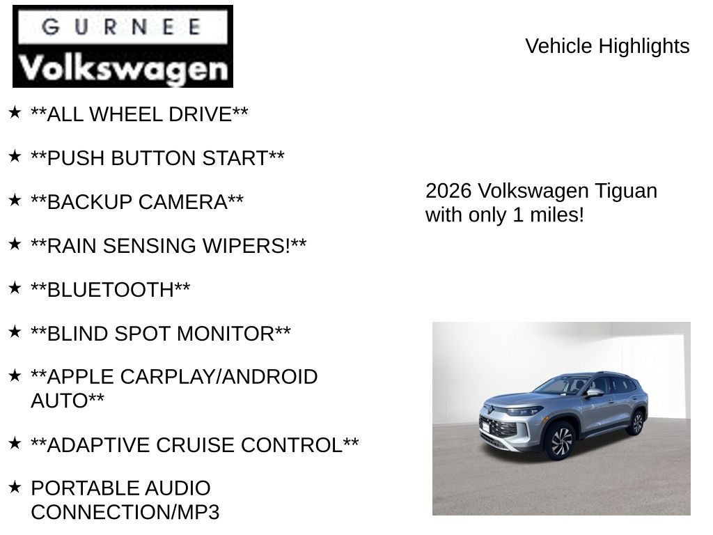 2026 Volkswagen Tiguan 2.0T S