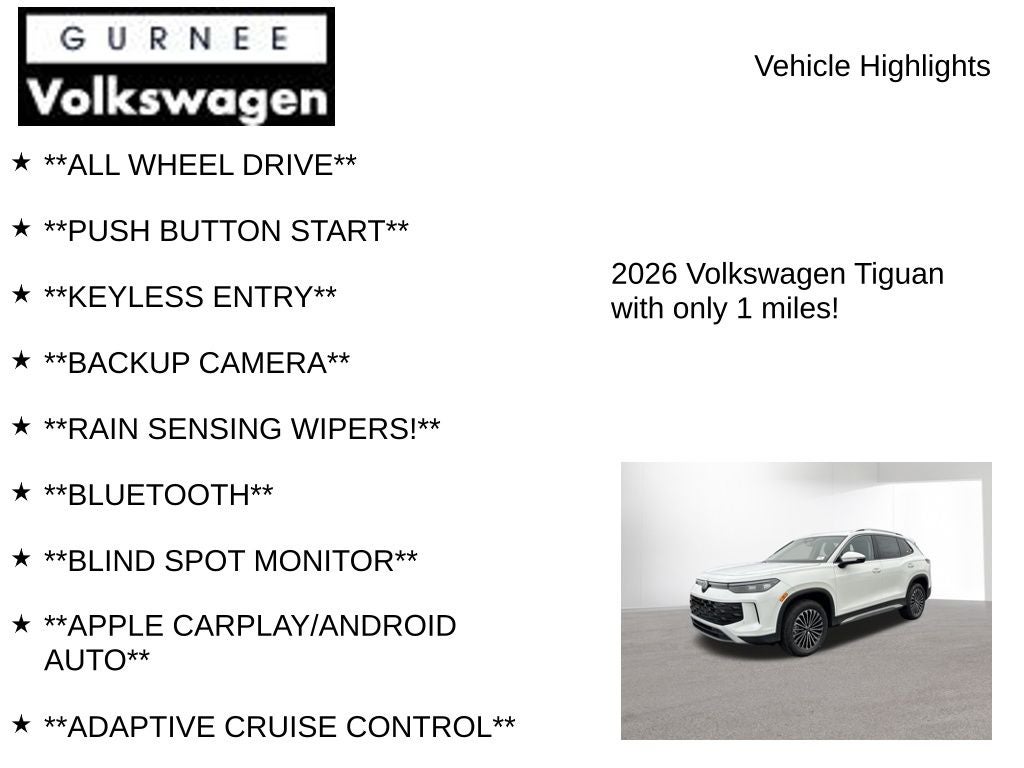 2026 Volkswagen Tiguan 2.0T S