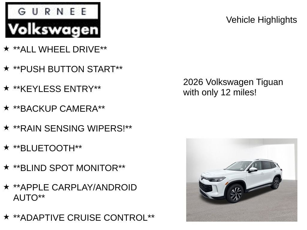 2026 Volkswagen Tiguan 2.0T S