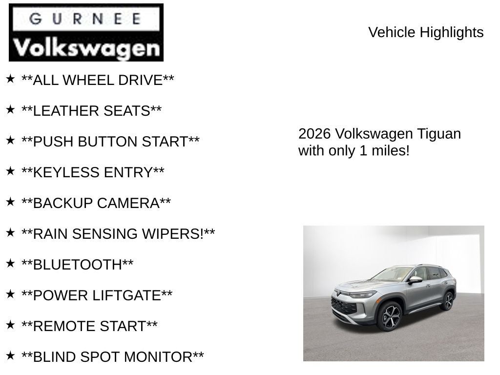 2026 Volkswagen Tiguan 2.0T SE
