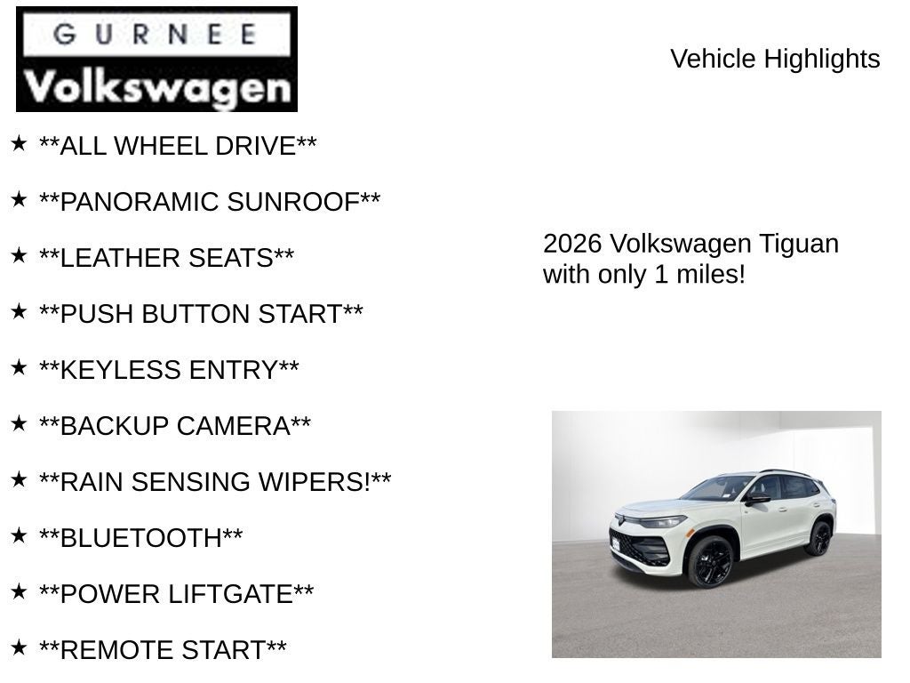 2026 Volkswagen Tiguan 2.0T SE R-Line Black
