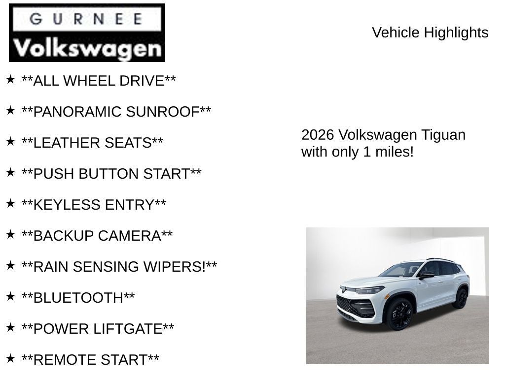 2026 Volkswagen Tiguan 2.0T SE R-Line Black