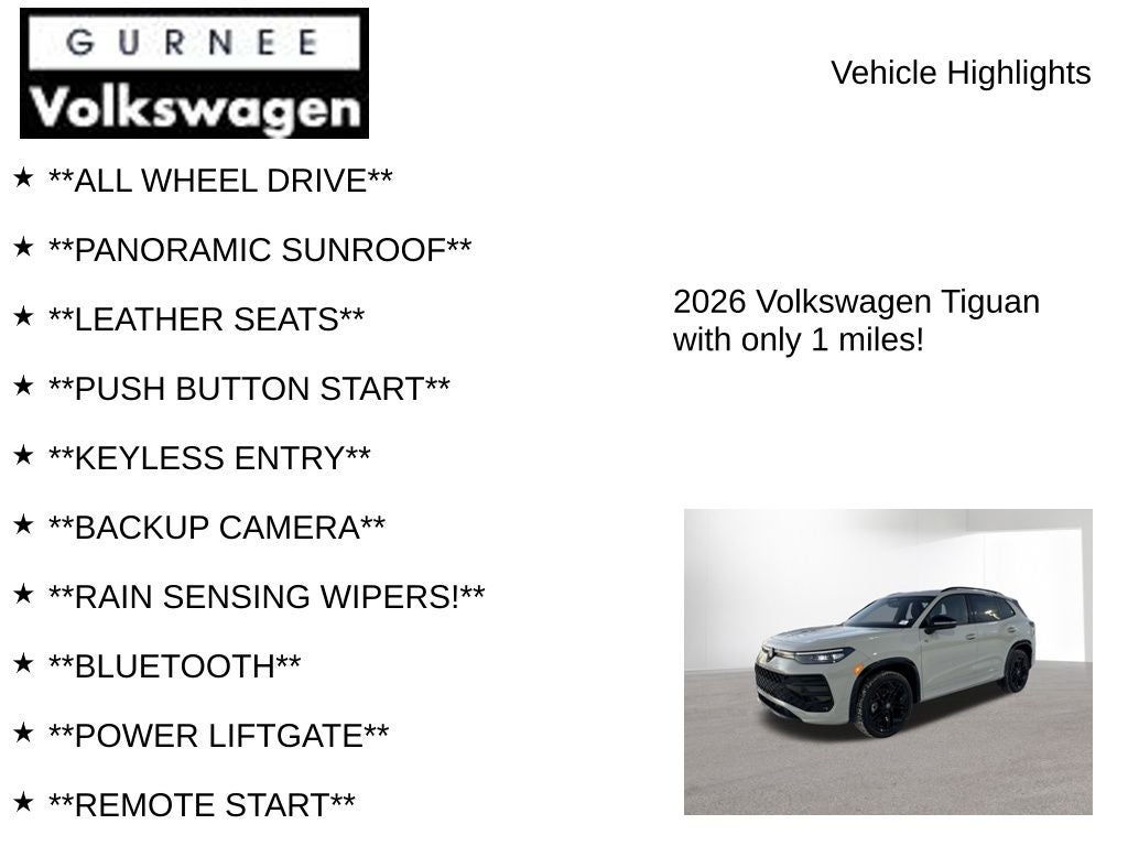 2026 Volkswagen Tiguan 2.0T SE R-Line Black