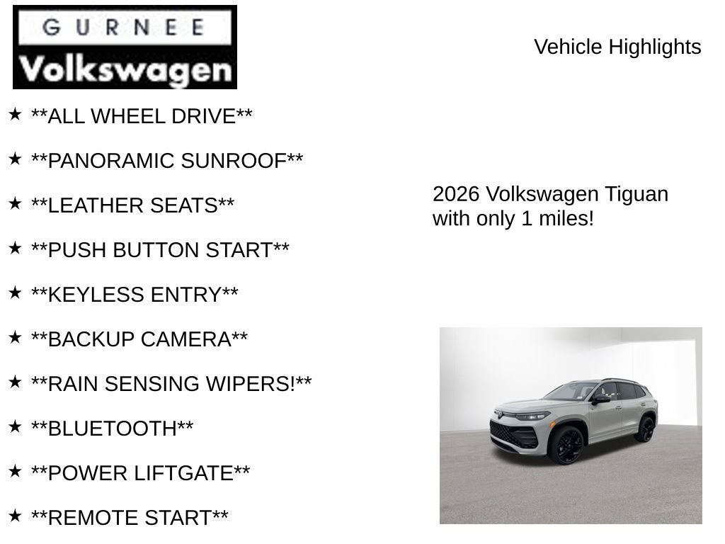 2026 Volkswagen Tiguan 2.0T SE R-Line Black