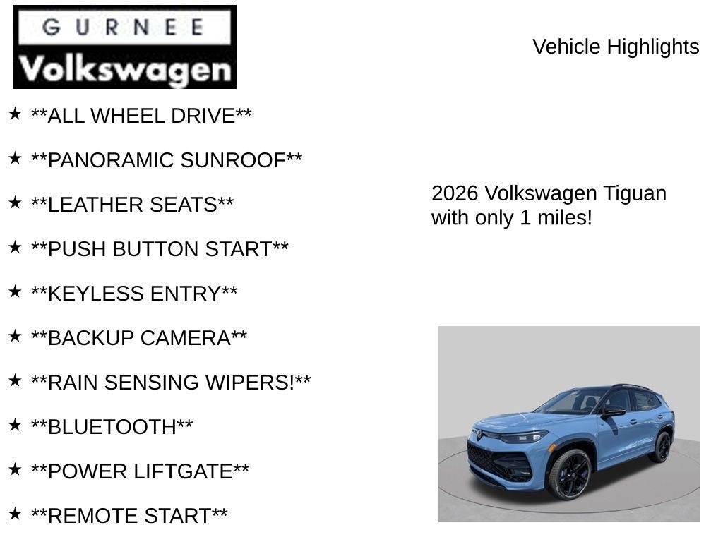 2026 Volkswagen Tiguan 2.0T SE R-Line Black