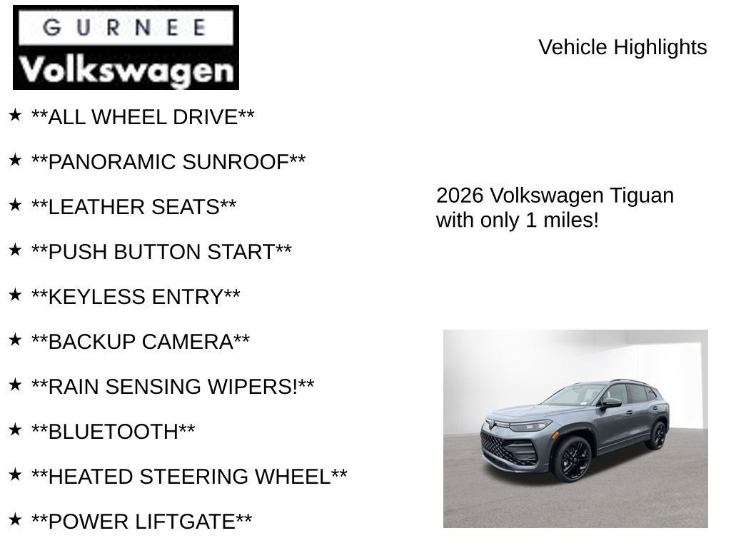 2026 Volkswagen Tiguan 2.0T SE R-Line Black