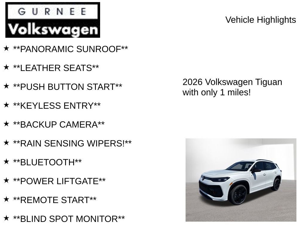 2026 Volkswagen Tiguan 2.0T SE R-Line Black