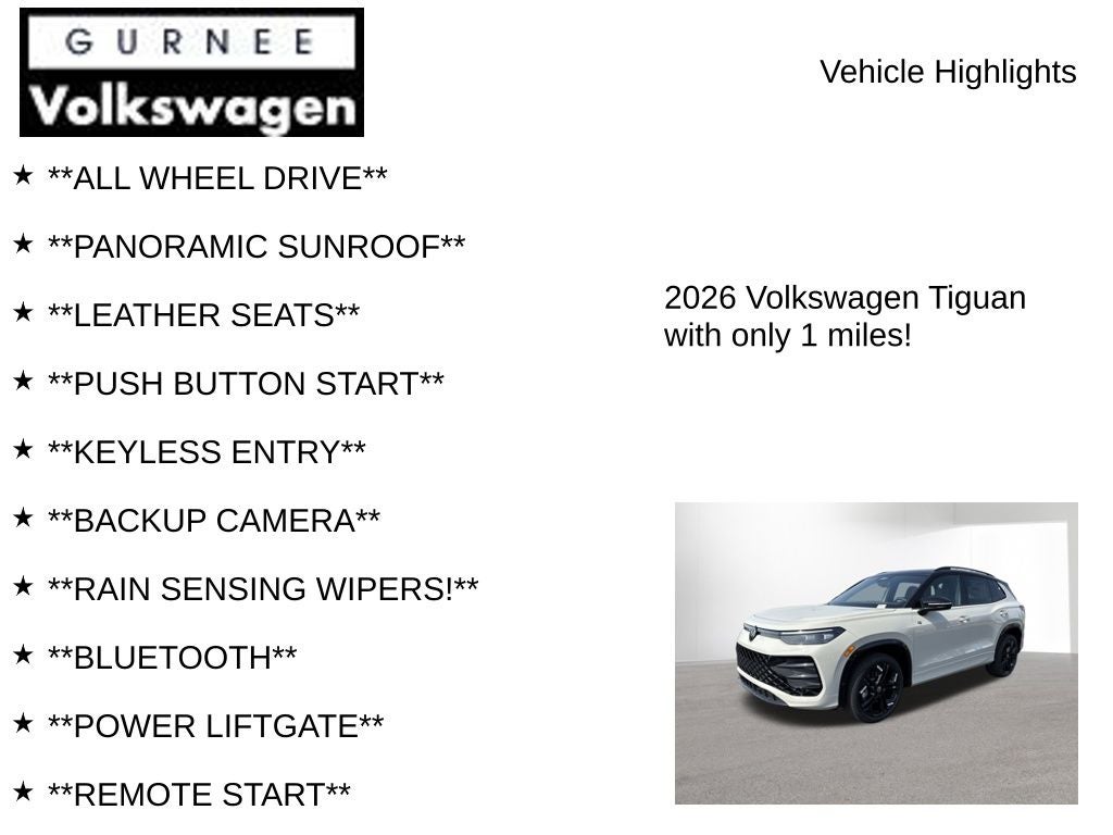 2026 Volkswagen Tiguan 2.0T SE R-Line Black