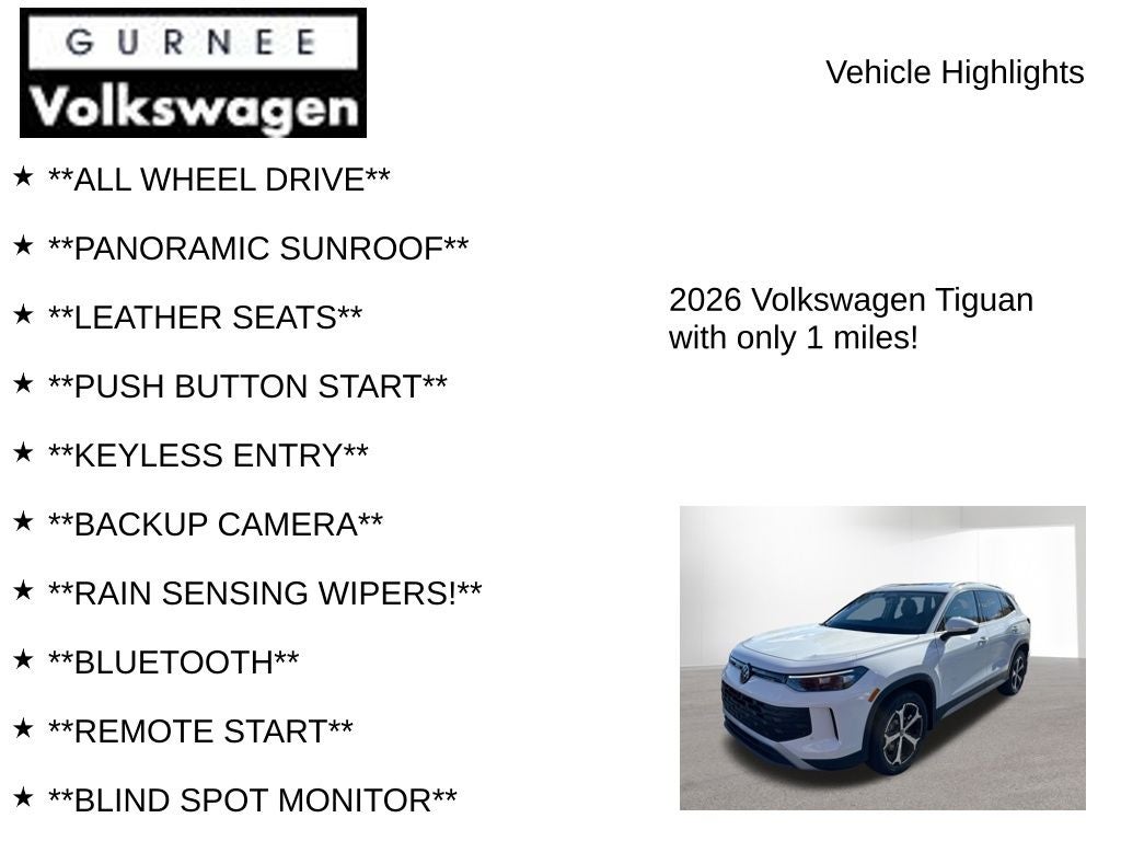 2026 Volkswagen Tiguan 2.0T SE