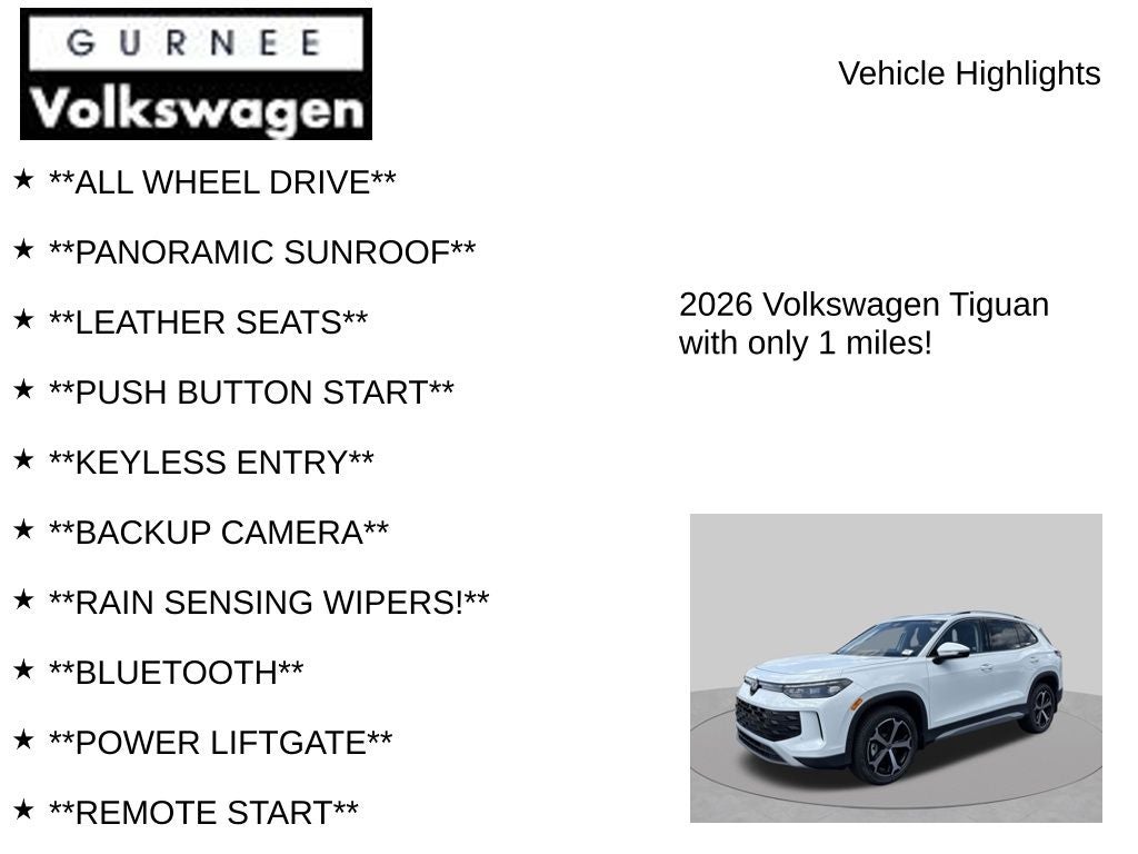 2026 Volkswagen Tiguan 2.0T SE