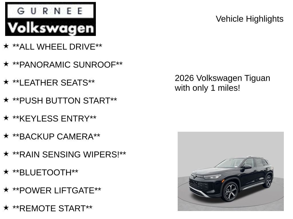 2026 Volkswagen Tiguan 2.0T SE