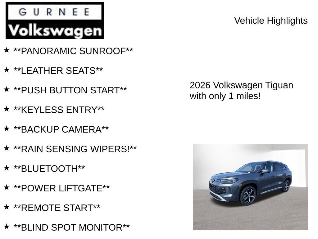 2026 Volkswagen Tiguan 2.0T SE
