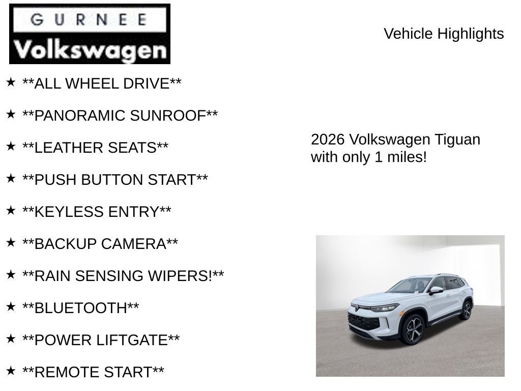 2026 Volkswagen Tiguan 2.0T SE