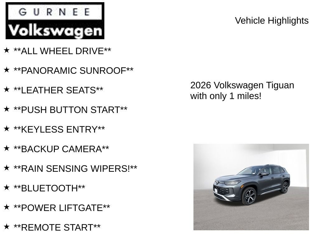 2026 Volkswagen Tiguan 2.0T SE
