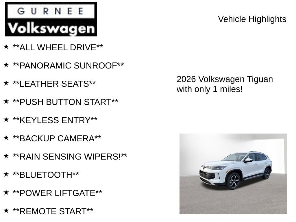 2026 Volkswagen Tiguan 2.0T SE